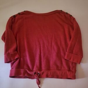 💕 Vintage 1990s 90s Ralph Lauren Dark Red Knit Cropped Sweater